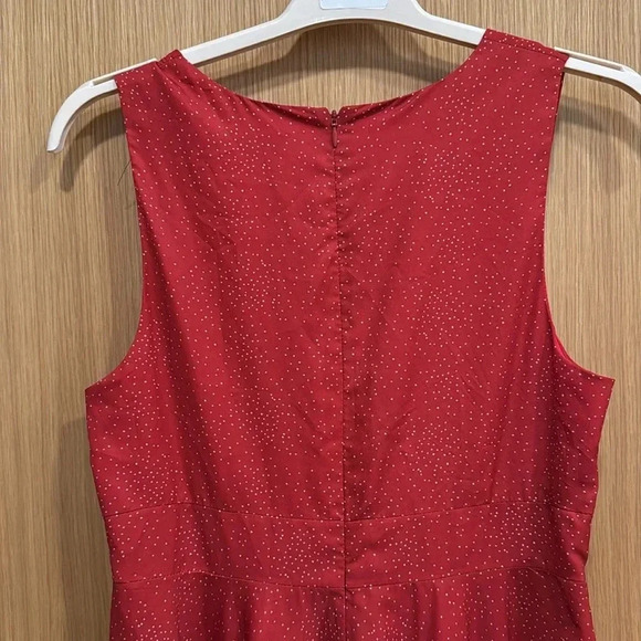 Red PolkaDot keyhole front bow tie flare dress - Picture 5 of 10